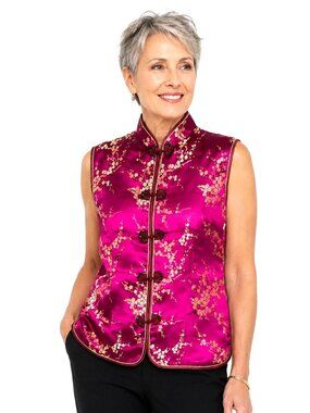 Golden Dragon Embroidered Satin Chinese Brocade Vest